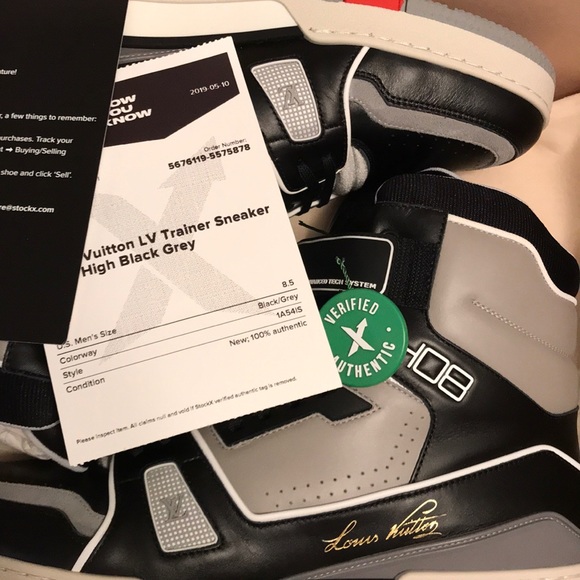 NWB LV Trainer Sneaker Boot High Blk/Gry - Picture 7 of 8